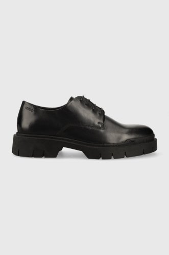 Hugo pantofi de piele denzel barbati, culoarea negru, 50500401