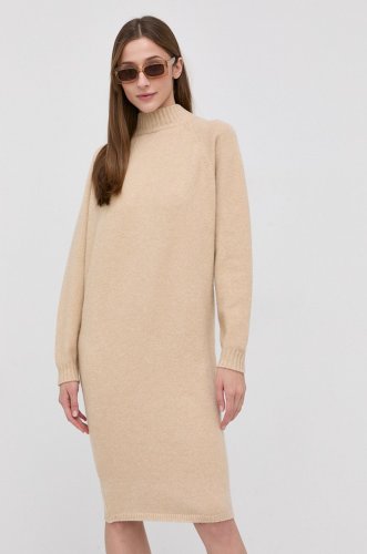 Hugo rochie din amestec de lână culoarea bej, mini, model drept