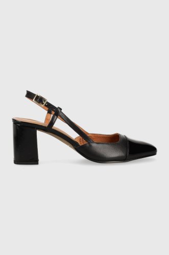 Jonak pantofi de piele dhapop vernis/cuir culoarea negru, cu toc drept, cu toc deschis, 3300259