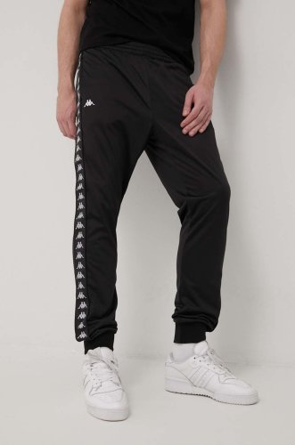 Kappa pantaloni barbati, culoarea negru, cu imprimeu