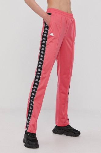 Kappa pantaloni femei, culoarea roz, cu imprimeu