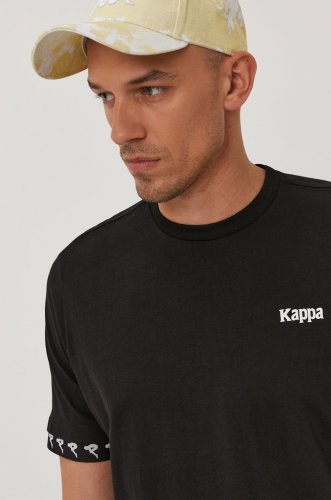 Kappa tricou bărbați, culoarea negru, cu imprimeu