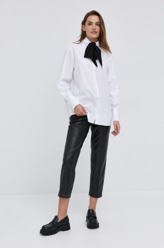 Karl lagerfeld cămașă din bumbac femei, culoarea alb, cu guler clasic, regular