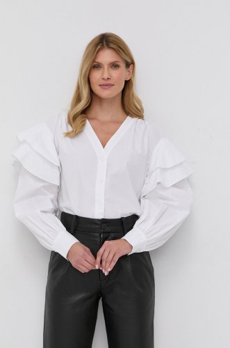 Karl lagerfeld cămașă din bumbac femei, culoarea alb, regular