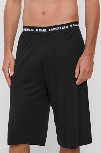 Karl lagerfeld pantaloni scurți de pijama bărbați, culoarea negru, material neted