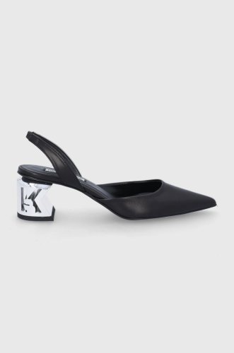 Karl lagerfeld pantofi de piele k-blok culoarea negru, cu toc drept, cu toc deschis