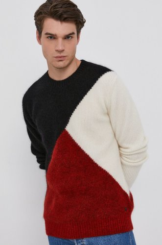 Karl lagerfeld pulover de lână bărbați, culoarea rosu, calduros