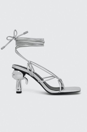 Karl lagerfeld sandale ikon heel culoarea argintiu, kl39025