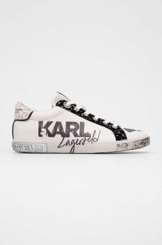 Karl lagerfeld sneakers din piele skool culoarea alb, kl60111