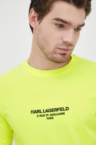 Karl lagerfeld tricou barbati, culoarea galben, cu imprimeu