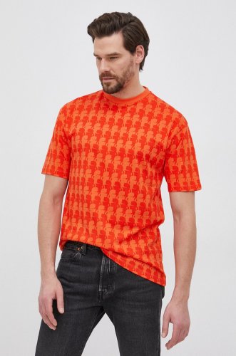 Karl lagerfeld tricou din bumbac culoarea portocaliu, modelator