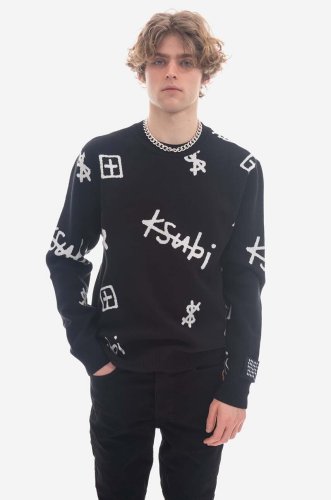 Ksubi pulover kash box knit crew barbati, culoarea negru mps23kw001-black