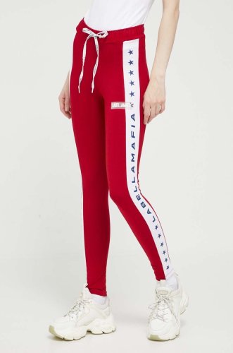 Labellamafia pantaloni de trening culoarea rosu, cu imprimeu