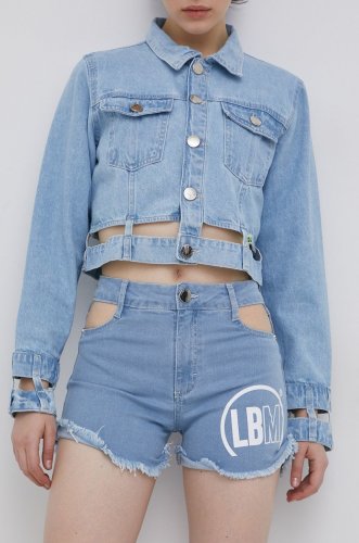 Labellamafia pantaloni scurti jeans femei, cu imprimeu, high waist