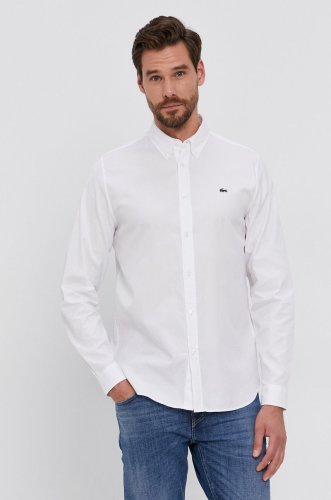 Lacoste cămașă din bumbac ch1843 bărbați, culoarea alb, cu guler button-down, regular