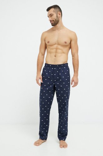 Lacoste pantaloni pijama bumbac culoarea albastru marin, modelator