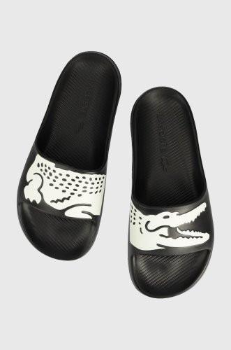Lacoste papuci croco 2.0 femei, culoarea negru