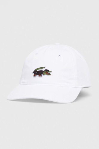 Lacoste șapcă din bumbac x netflix culoarea alb, cu imprimeu rk7743-viq