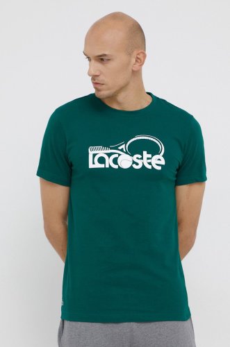 Lacoste tricou bărbați, culoarea verde, cu imprimeu