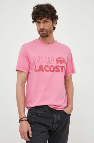 Lacoste tricou din bumbac culoarea roz, modelator