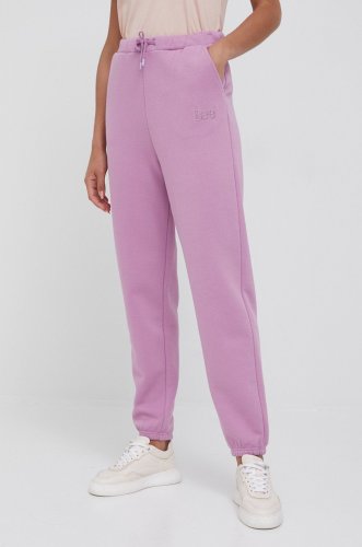 Lee pantaloni de bumbac femei, culoarea roz, neted