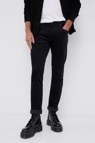 Lee pantaloni de catifea cord bărbați, culoarea negru, model drept