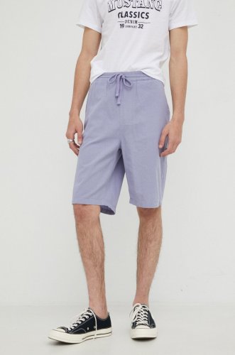 Lee pantaloni scurți din amestec de in relaxed drawstring s misty lilac barbati, culoarea violet