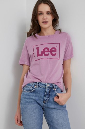 Lee tricou din bumbac culoarea violet