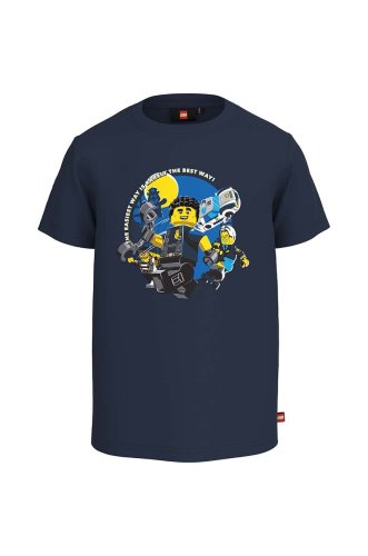 Lego tricou de bumbac pentru copii culoarea albastru marin, cu imprimeu