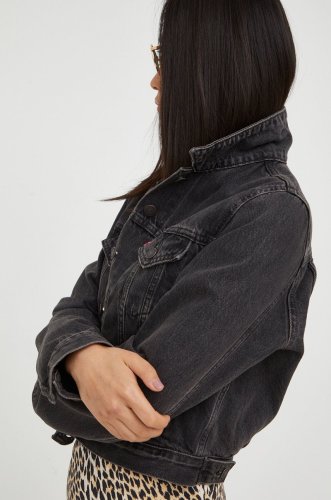 Levi's geaca jeans trucker femei, culoarea negru, de tranzitie