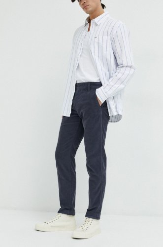 Levi's pantaloni de catifea cord barbati, culoarea albastru marin, cu fason chinos