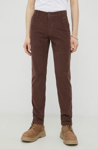 Levi's pantaloni de catifea cord barbati, culoarea maro, cu fason chinos 17196.0077-browns