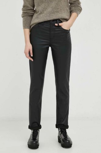 Levi's pantaloni femei, culoarea negru, drept, high waist