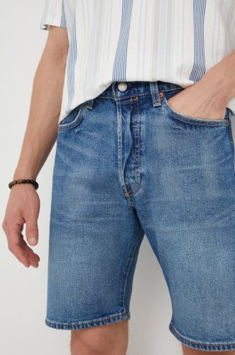 Levi's pantaloni scurți jeans barbati, culoarea albastru marin 36512.0164-darkindigo
