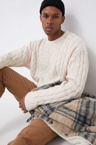 Levi's pulover de lână bărbați, culoarea bej, calduros