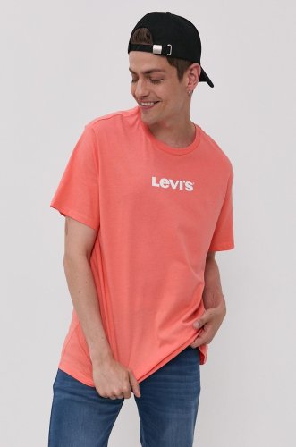 Levi's tricou bărbați, culoarea portocaliu, cu imprimeu