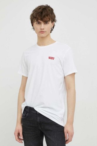 Levi's tricou din bumbac 2-pack culoarea alb, cu imprimeu
