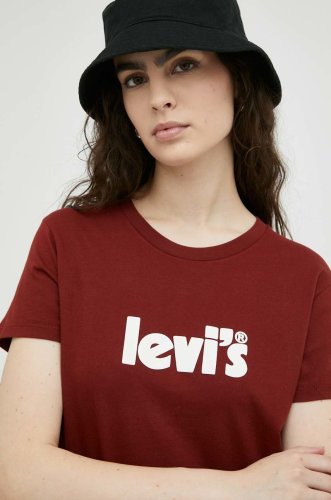 Levi's tricou din bumbac culoarea bordo