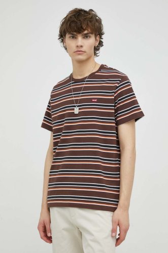 Levi's tricou din bumbac , culoarea maro, modelator