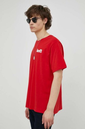 Levi's tricou din bumbac , culoarea rosu, cu imprimeu