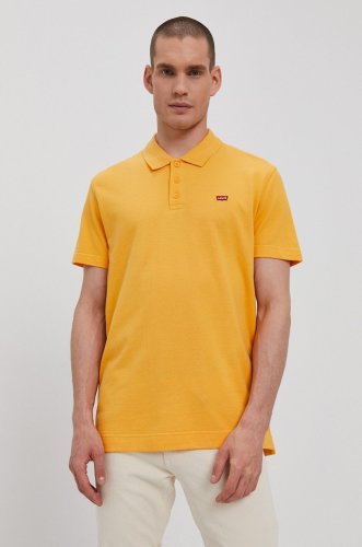 Levi's tricou polo bărbați, culoarea portocaliu, material neted