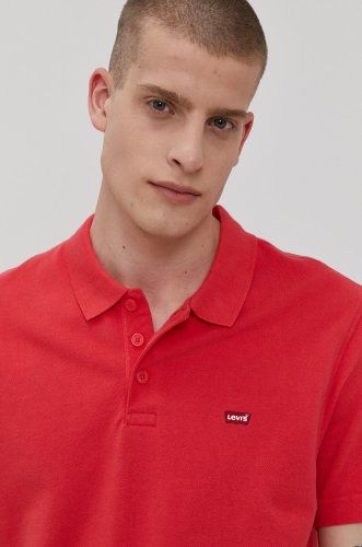 Levi's tricou polo bărbați, culoarea rosu, material neted