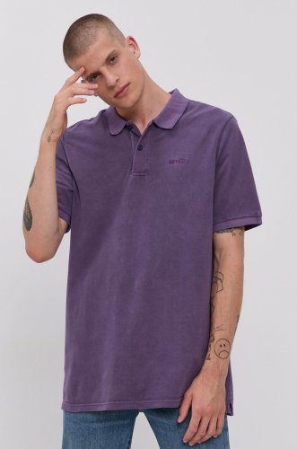 Levi's tricou polo bărbați, culoarea violet, material neted