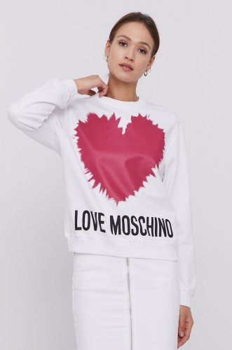 Love moschino bluză femei, culoarea alb, cu imprimeu