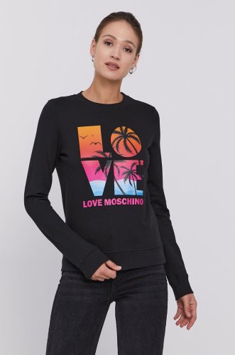 Love moschino bluză femei, culoarea negru, cu imprimeu