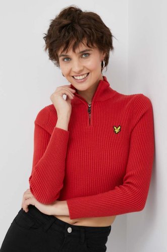 Lyle & scott pulover din amestec de lana femei, culoarea rosu, călduros
