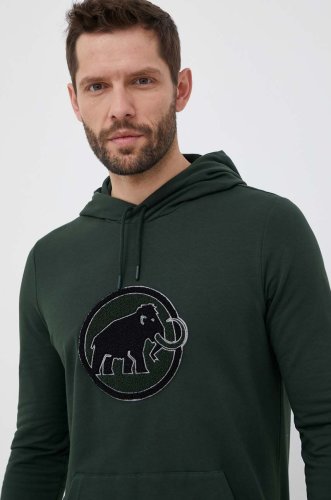 Mammut bluza circle barbati, culoarea verde, cu glugă, cu imprimeu