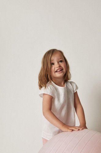 Mango kids bluză de bumbac pentru copii win 80-104 cm culoarea alb, material neted