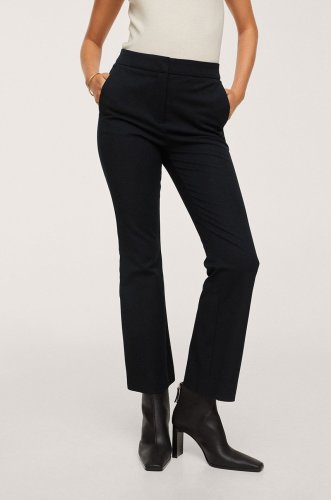 Mango pantaloni bootcut femei, culoarea negru, lat, high waist