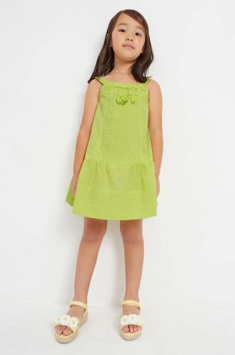 Mayoral rochie din bumbac pentru copii culoarea verde, midi, drept